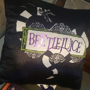 Beetlejuice Black Throw Pillow 16x16